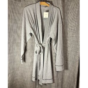NWT grey waffle knit tie-front robe Fabletics